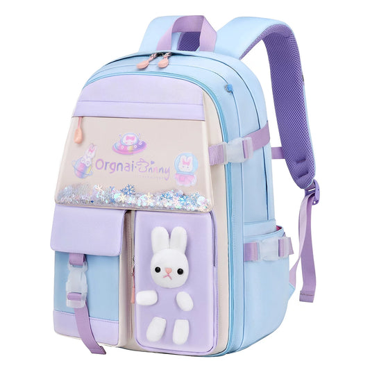 Kids Backpacks for Girls Bunny Elementary School Backpack Cute Preschool Girls Backpack Laptop Bag Kindergarten School Bookbag, Blue