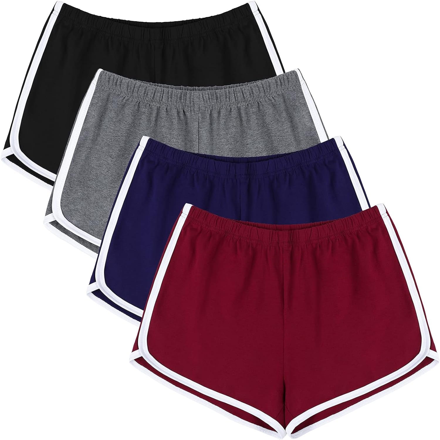 4 Pack Yoga Short Pants Cotton Sports Shorts Gym Dance Lounge Shorts Dolphin Running Athletic Shorts for Women