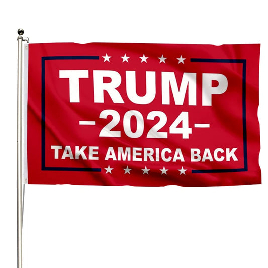 Trump Flag 2024 Take America Back 3X5Ft Banner Indoor Outdoor Brass Grommets Vivid Color 3X5 Feet Home Decoration