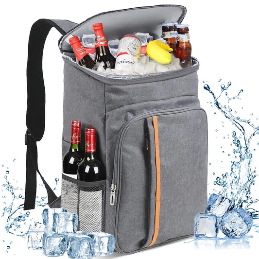 30 Can Cooler Backpack, Soft Sided Cooler Bag, Insulated Leak Proof Waterproof Cooler Bag, Portable Lightweight Lunch Cooler Bag for Travel Beach Camping Office, Gray